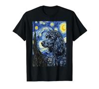 Motif Caniche Noir Nuit étoilée T-Shirt Graphique avec Valeur