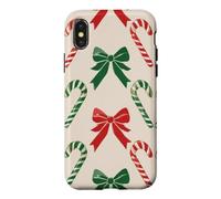 Motif Canne à Sucre d'orge Rouge et Vert Style Noël Coque pour iPhone X/XS