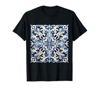 Motif carreaux portugais bleu et blanc art méditerranéen T-Shirt