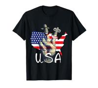 Motif Carte des États-Unis avec Deux Doigts vers Le Haut. T-Shirt
