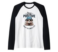 Motif Castor Mignon Stay Positive Funny Graphic Manche Raglan