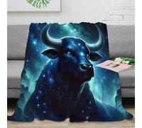 Motif céleste Couverture 3D imprimée Microfibre Décor Maison Taureau étoilé Plaid Doux Chaud Canapé Chambre 40x50(100x130cm)