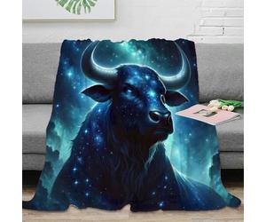 Motif céleste Couverture 3D imprimée Microfibre Décor Maison Taureau étoilé Plaid Doux Chaud Canapé Chambre 40x50(100x130cm)