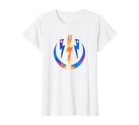 Motif céleste en Forme de Croissant de Lune à Trois éclairs T-Shirt Graphique avec Valeur, Femme, Blanc, L