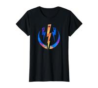 Motif céleste en Forme de Croissant de Lune à Trois éclairs T-Shirt Graphique avec Valeur, Femme, Noir, L