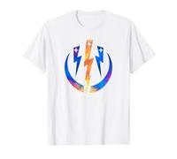 Motif céleste en Forme de Croissant de Lune à Trois éclairs T-Shirt Graphique avec Valeur, Homme, Blanc, M
