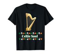 Motif Celtique de Harpe Irlandaise, trèfle Irlandais Tricolore T-Shirt