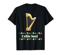 Motif Celtique de Harpe Irlandaise, trèfle Irlandais Tricolore T-Shirt Graphique avec Valeur