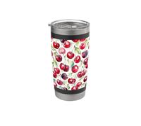 Motif cerises I Love Cherry fruit aquarelle désert Gobelet isotherme en acier inoxydable double paroi
