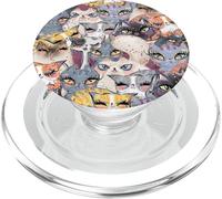 Motif Chat Amusant et coloré Gris, Bleu, Jaune, Noir PopSockets PopGrip pour MagSafe