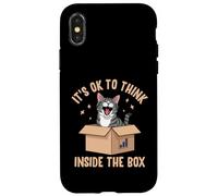Motif Chat Amusant « It's OK to Think Inside The Box » Coque pour iPhone X/XS