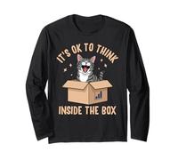 Motif Chat Amusant « It's OK to Think Inside The Box » Manche Longue
