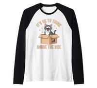 Motif Chat Amusant « It's OK to Think Inside The Box » Manche Raglan