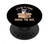 Motif Chat Amusant « It's OK to Think Inside The Box » PopSockets PopGrip Adhésif