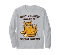 Motif chat amusant seulement vaguement conscient des normes sociales Manche Longue