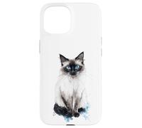 Motif Chat aux Yeux Bleus Coque pour iPhone 15