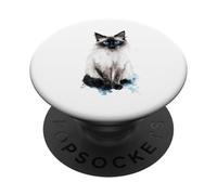 Motif Chat aux Yeux Bleus PopSockets PopGrip Adhésif