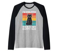 Motif Chat avec Inscription « I'm Overjoyed This is My Happy Face » Manche Raglan