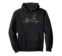 Motif Chat avec pulsations cardiaques et Silhouette Arc-en-Ciel Sweat à Capuche