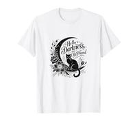 Motif chat croissant de lune Hello Darkness My Old Friend T-Shirt