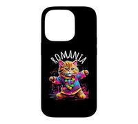 Motif Chat Dansant coloré et Amusant en Roumanie Coque pour iPhone 14 Pro