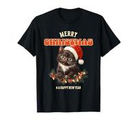 Motif Chat et Chaton « Merry Christmas Happy New Year » T-Shirt