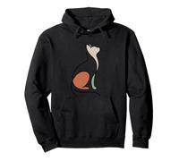 Motif Chat Minimaliste dans des Tons Terre Cuite et Sauge Sweat à Capuche