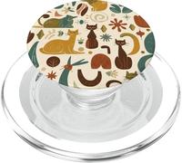 Motif Chat Moderne du Milieu du siècle, Design rétro Atomique, Amour des Chats PopSockets PopGrip pour MagSafe