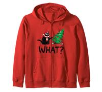 Motif chat noir amusant poussant le sapin de Noël sur le chat What? Sweat à Capuche