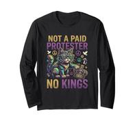 Motif Chat « Not A Paid Protester No Kings » Manche Longue