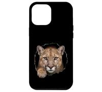Motif Chat Sauvage d'un Lion de Montagne brisant à Travers Un Trou déchiré Coque pour iPhone 12 Pro Max