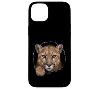 Motif Chat Sauvage d'un Lion de Montagne brisant à Travers Un Trou déchiré Coque pour iPhone 14 Plus
