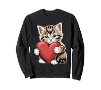 Motif Chaton Tenant Un cœur Adorable pour Les Amoureux des Chats Sweatshirt