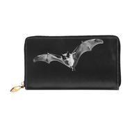 Motif chauve-souris dans le ciel, portefeuille pour femme, portefeuille à longue pochette, porte-monnaie de voyage, noir, taille unique, Noir , Taille unique