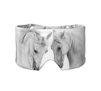 Motif Cheval Animal Blanc,Masque pour les yeux bloquant la lumière Cache-yeux et cache-oreilles pour le sommeil