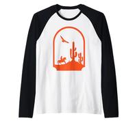Motif Cheval et Cactus du sud-Ouest des États-Unis Manche Raglan