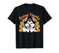 Motif Chien « Giving Thanks Pilgrim Happy Harvest » T-Shirt