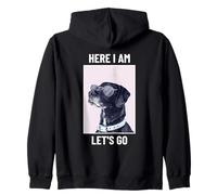 Motif Chien « Here I Am Let's Go » Sweat à Capuche