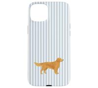 Motif Chien Mignon et Minimaliste Golden Retriever Mom Bleu Layette Coque pour iPhone 15 Plus