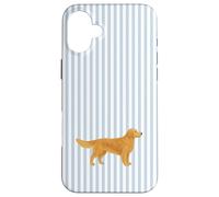 Motif Chien Mignon et Minimaliste Golden Retriever Mom Bleu Layette Coque pour iPhone 16 Plus