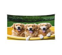 Motif chiens Golden Retriever - Bannière imprimée pour festival - Décoration d'extérieur résistante aux UV et à la décoloration - Pour les foires commerciales et les événements de jardin - Drapeau