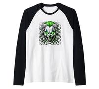 Motif Clown Sinistre aux Yeux Verts Brillants Manche Raglan