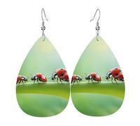 Motif Coccinelles Amusante Boucles D'Oreilles En Cuir Tendance Boucle D'Oreille Légères Pendantes Pour Quotidien Femme