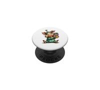 Motif Cochon Heureux dans Un Chapeau de fête PopSockets PopGrip Adhésif