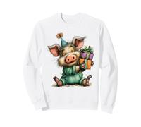 Motif Cochon Heureux dans Un Chapeau de fête Sweatshirt
