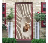 Motif Coquillage de Plage Sticker Porte Décoration PVC étanche Autocollant, Auto-adhésif Autocollant Porte Affiche Beige Clair pour Cuisine Chambre Salle de Bain Papier Peint 95x205 cm