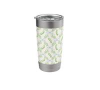 Motif cornichon vert et nœud bleu clair Gobelet isotherme en acier inoxydable double paroi