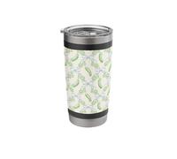 Motif cornichon vert et nœud bleu clair Gobelet isotherme en acier inoxydable double paroi