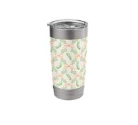 Motif cornichon vert et nœud orange Gobelet isotherme en acier inoxydable double paroi