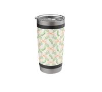 Motif cornichon vert et nœud orange Gobelet isotherme en acier inoxydable double paroi